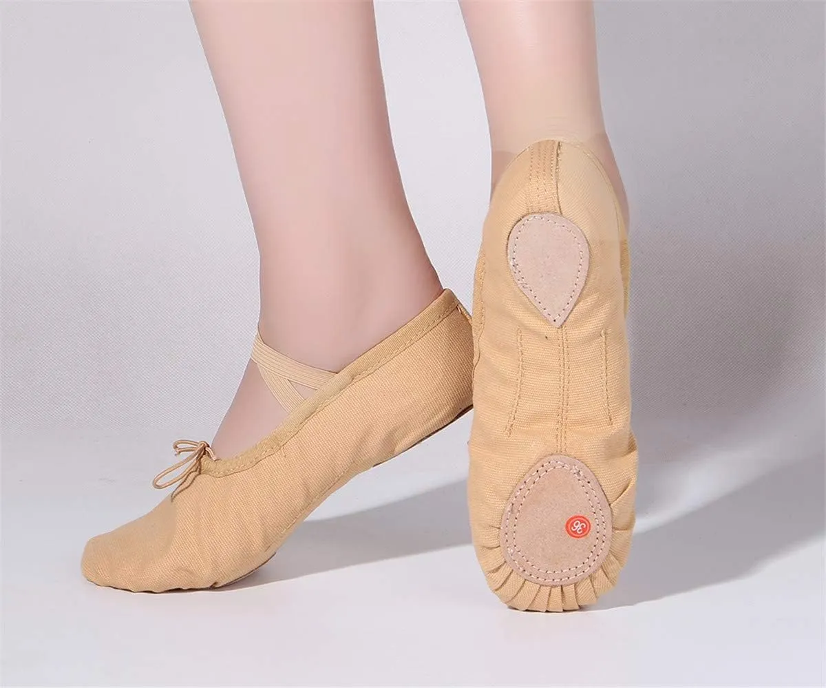 missfiona Women Canvas Ballet Slippers Dance Shoes Adult Practice Yoga Flat Belly Shoes