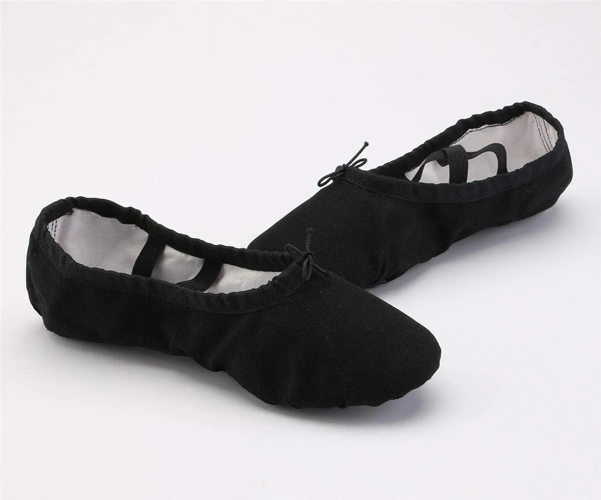missfiona Women Canvas Ballet Slippers Dance Shoes Adult Practice Yoga Flat Belly Shoes
