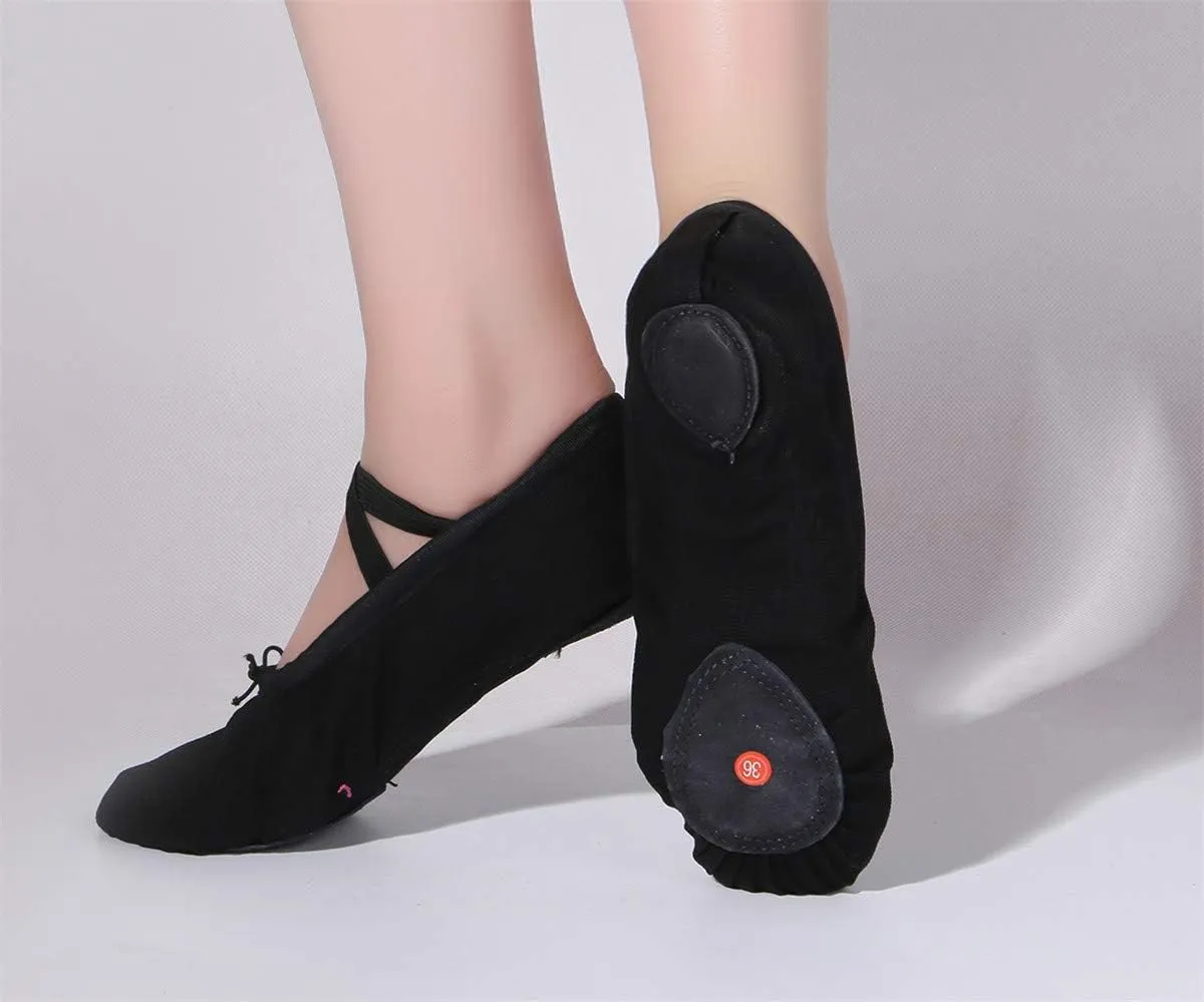 missfiona Women Canvas Ballet Slippers Dance Shoes Adult Practice Yoga Flat Belly Shoes