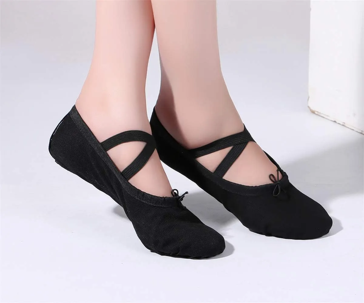 missfiona Women Canvas Ballet Slippers Dance Shoes Adult Practice Yoga Flat Belly Shoes