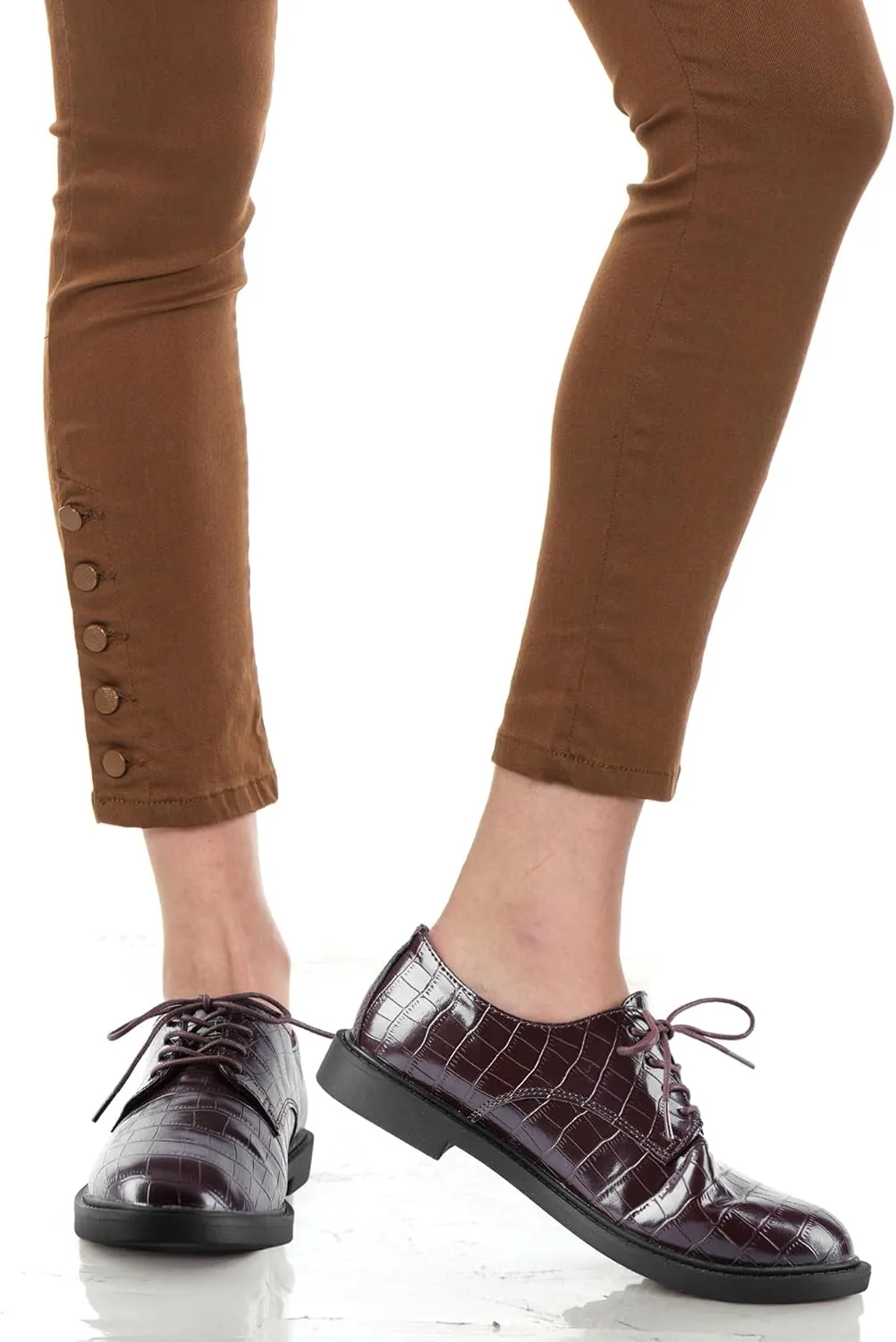 MIXIN Women's Oxfords Alligator Printed Wingtip Lace Up Business Formal Dress Shoes