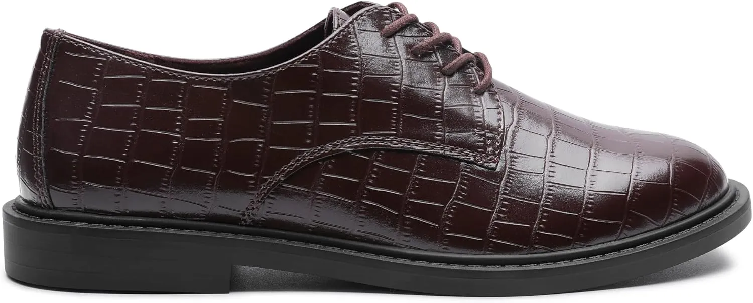 MIXIN Women's Oxfords Alligator Printed Wingtip Lace Up Business Formal Dress Shoes