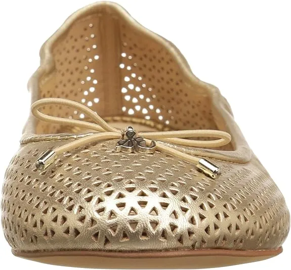 Molten Bow Gold Edelman Reliable delivery Felicia Flats Rounded Hassle-free delivery Detailed Toe Slip Ballet On Sam