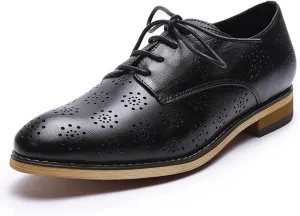 Mona flying Women's Printed Oxfords Brogue Derby Ladies Lace up Leather Shoes