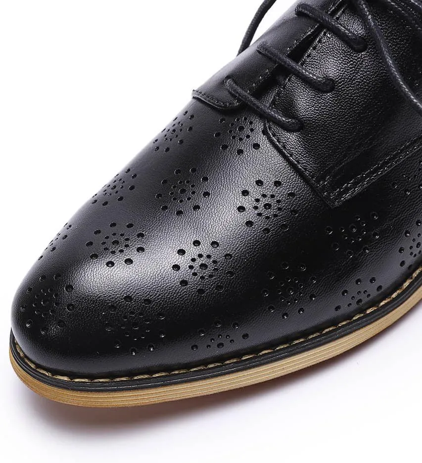 Mona flying Women's Printed Oxfords Brogue Derby Ladies Lace up Leather Shoes
