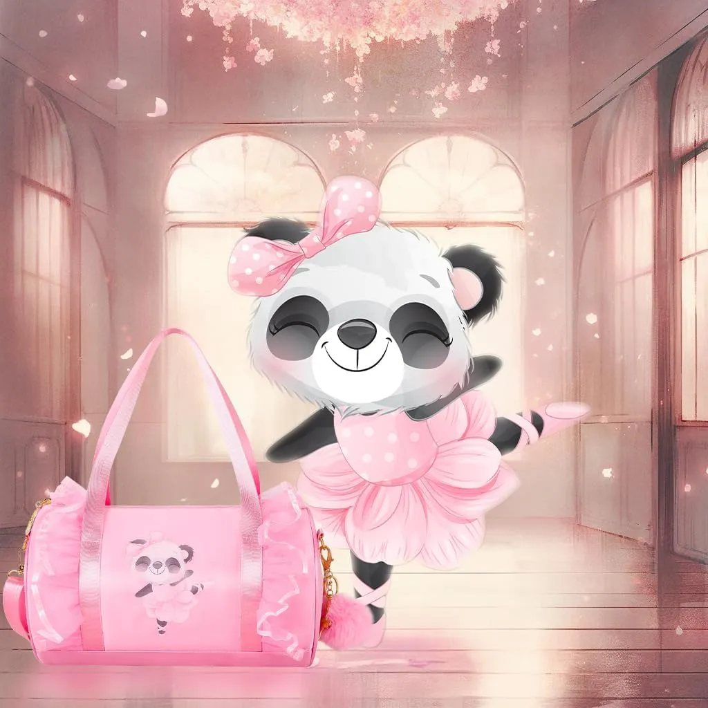 Moonmo Cute Ballet Dance Bag,Tutu Dress Bag, Waterproof Lightweight Dancing Animals Pink Dance Bag for Girls(Pink Panda)