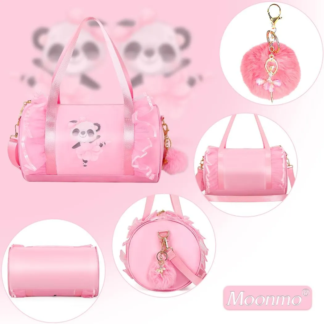 Moonmo Cute Ballet Dance Bag,Tutu Dress Bag, Waterproof Lightweight Dancing Animals Pink Dance Bag for Girls(Pink Panda)