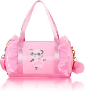 Moonmo Cute Ballet Dance Bag,Tutu Dress Bag, Waterproof Lightweight Dancing Animals Pink Dance Bag for Girls(Pink Panda)