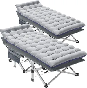 MOPHOTO Oversized Folding Camping Cot for Adults, 78" x 32" XXL Heavy Duty Sleeping Cots for Adults Portable Sleeping Bed Outdoor Camp Cot with Mattress for Home Camp Office Nap
