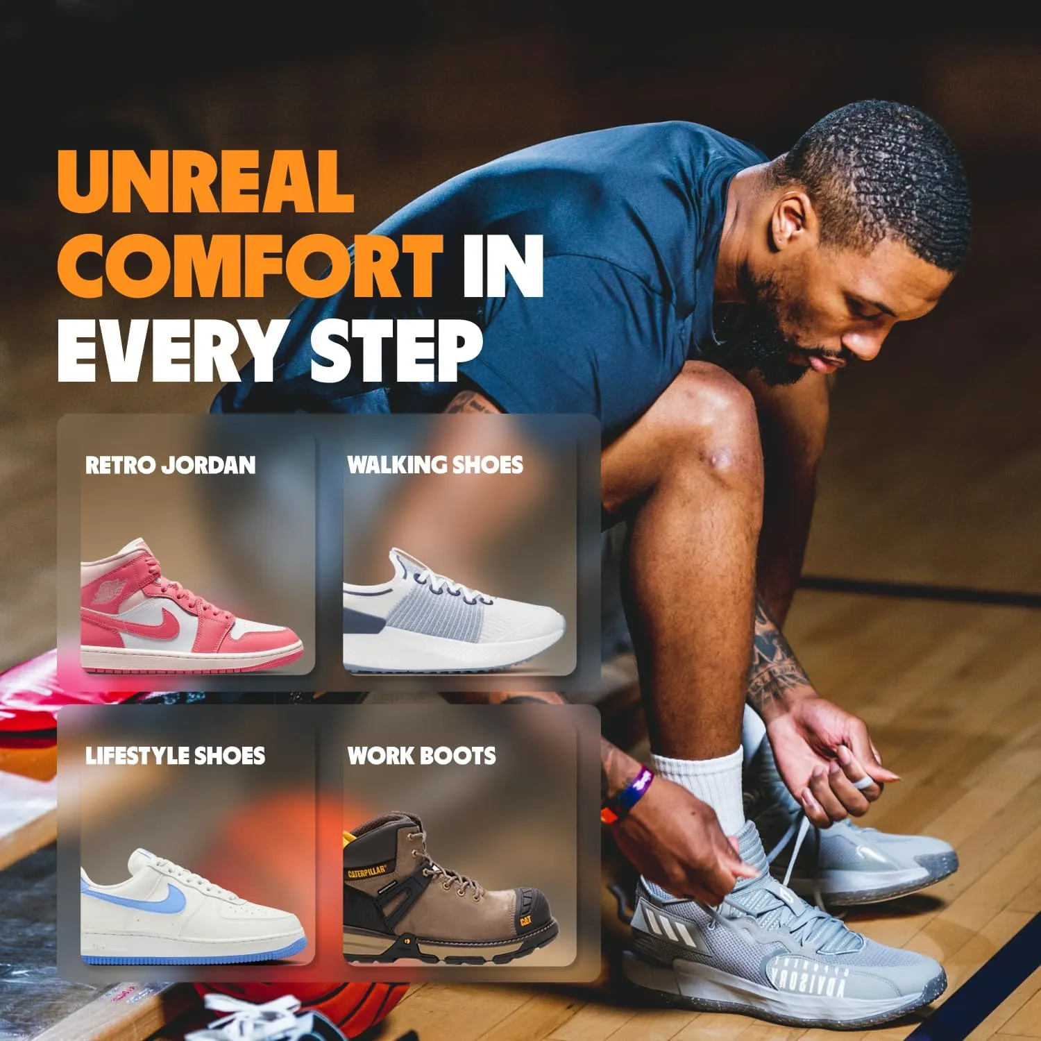 MOVE All Day Comfort Insole - Extra Plush Foam Insole for Stress Reduction on Feet, Knees, Back, Shock Absorbing, Walking, Foot Cushion, Comfort, Arch Support, and Work Boots (M12-12.5/WM13.5-14)