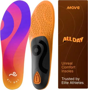 MOVE All Day Comfort Insole - Extra Plush Foam Insole for Stress Reduction on Feet, Knees, Back, Shock Absorbing, Walking, Foot Cushion, Comfort, Arch Support, and Work Boots (M12-12.5/WM13.5-14)