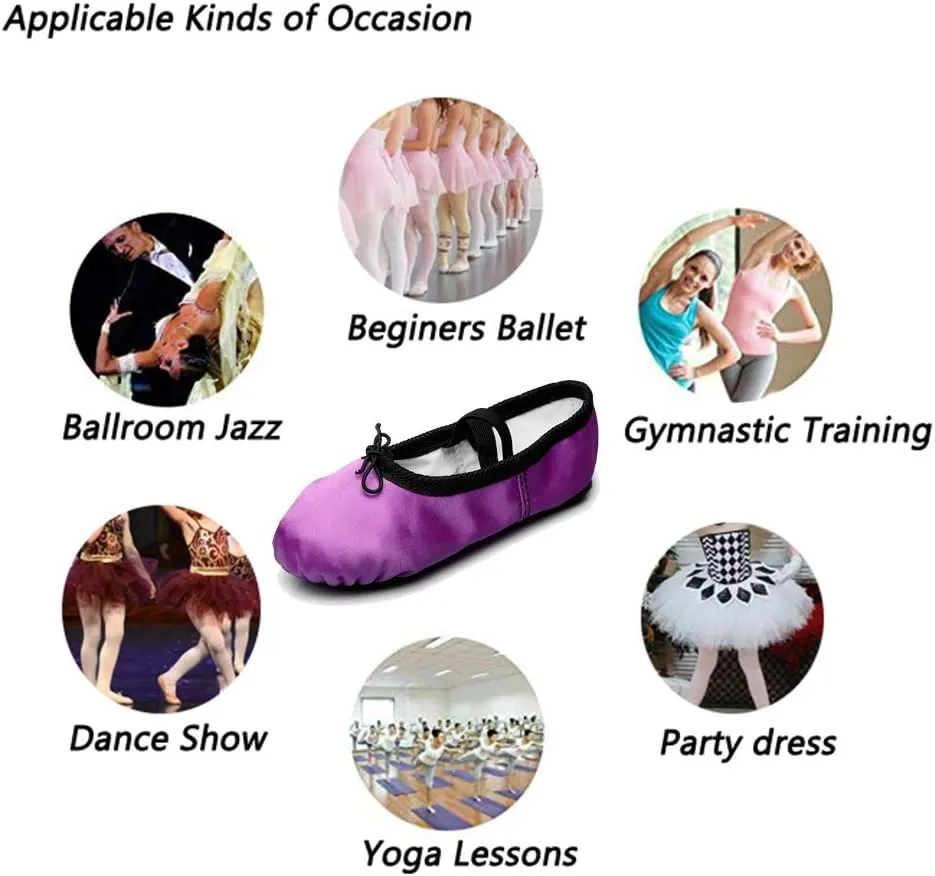 MSMAX Girls Ballet Shoes Toddler Costume Dancing Flats for Kids (Toddler/Little Kid/Big Kid)