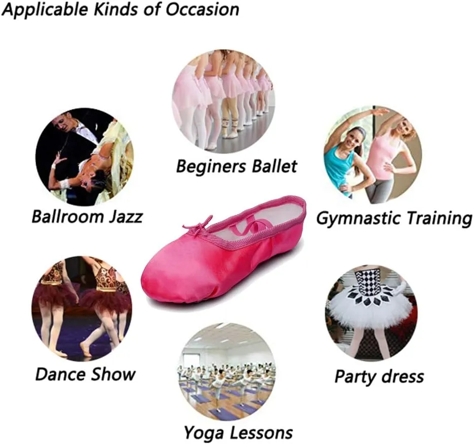 MSMAX Girls Ballet Shoes Toddler Costume Dancing Flats for Kids (Toddler/Little Kid/Big Kid)