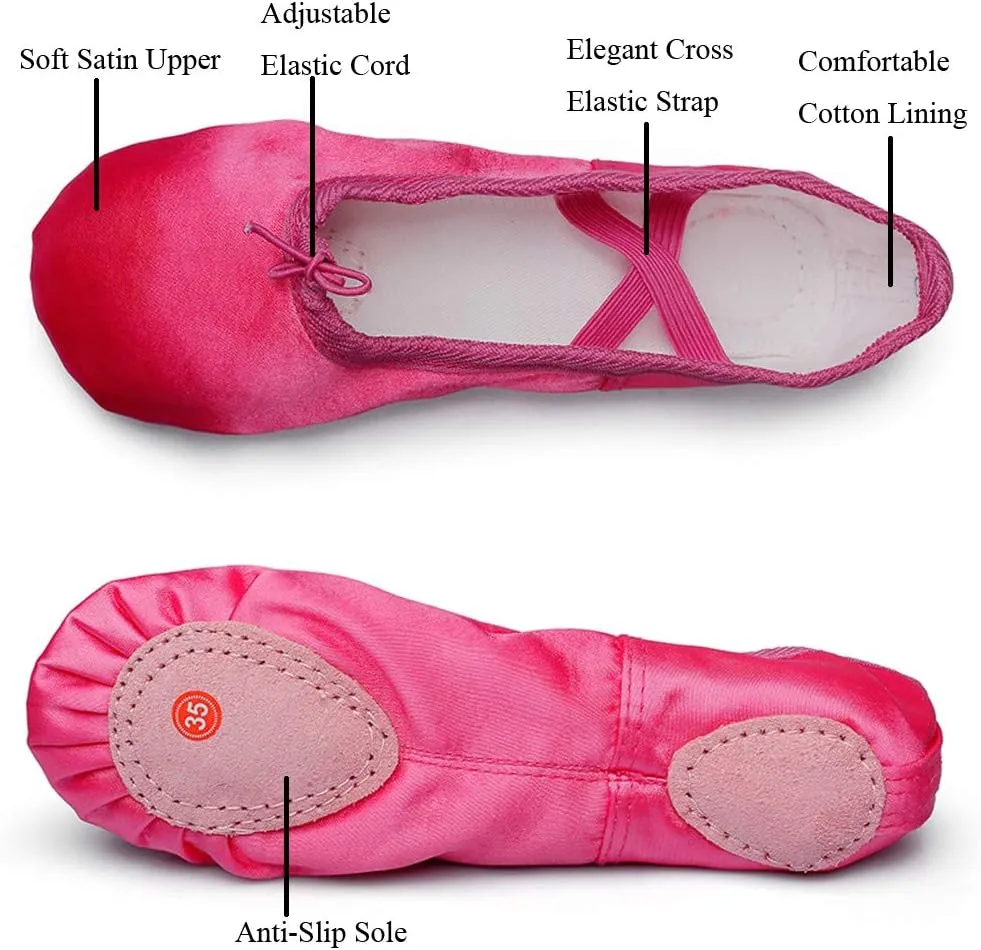 MSMAX Girls Ballet Shoes Toddler Costume Dancing Flats for Kids (Toddler/Little Kid/Big Kid)
