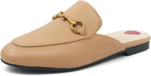 Mules for Women, Round Toe Backless Slip On Mule Flats Loafers Backless Faux Fur Slides Mules Shoes