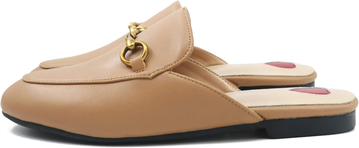 Mules for Women, Round Toe Backless Slip On Mule Flats Loafers Backless Faux Fur Slides Mules Shoes
