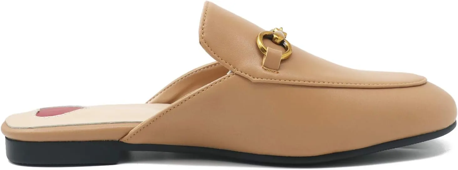 Mules for Women, Round Toe Backless Slip On Mule Flats Loafers Backless Faux Fur Slides Mules Shoes