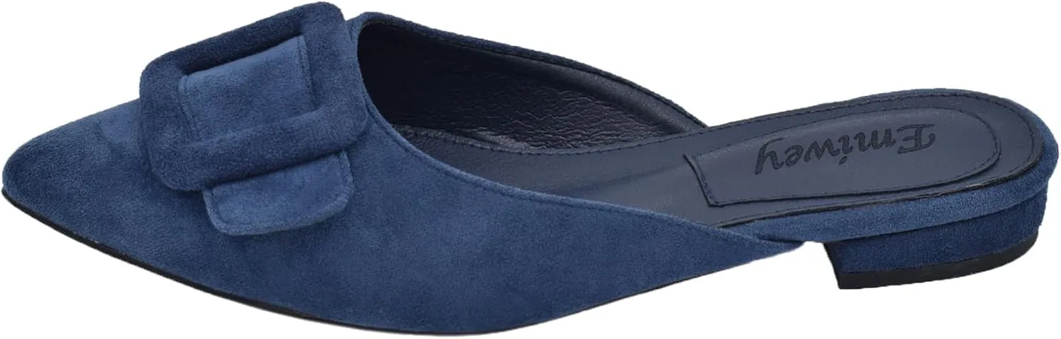 Mules for Women,Slingback Buckle Flat Mules Pointed Toe Slide Shoes