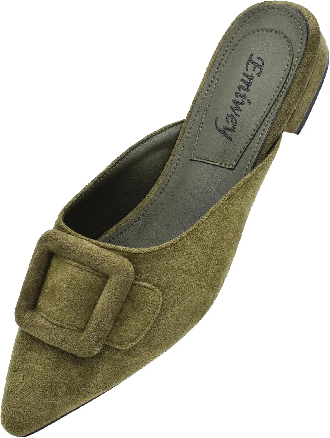 Mules for Women,Slingback Buckle Flat Mules Pointed Toe Slide Shoes