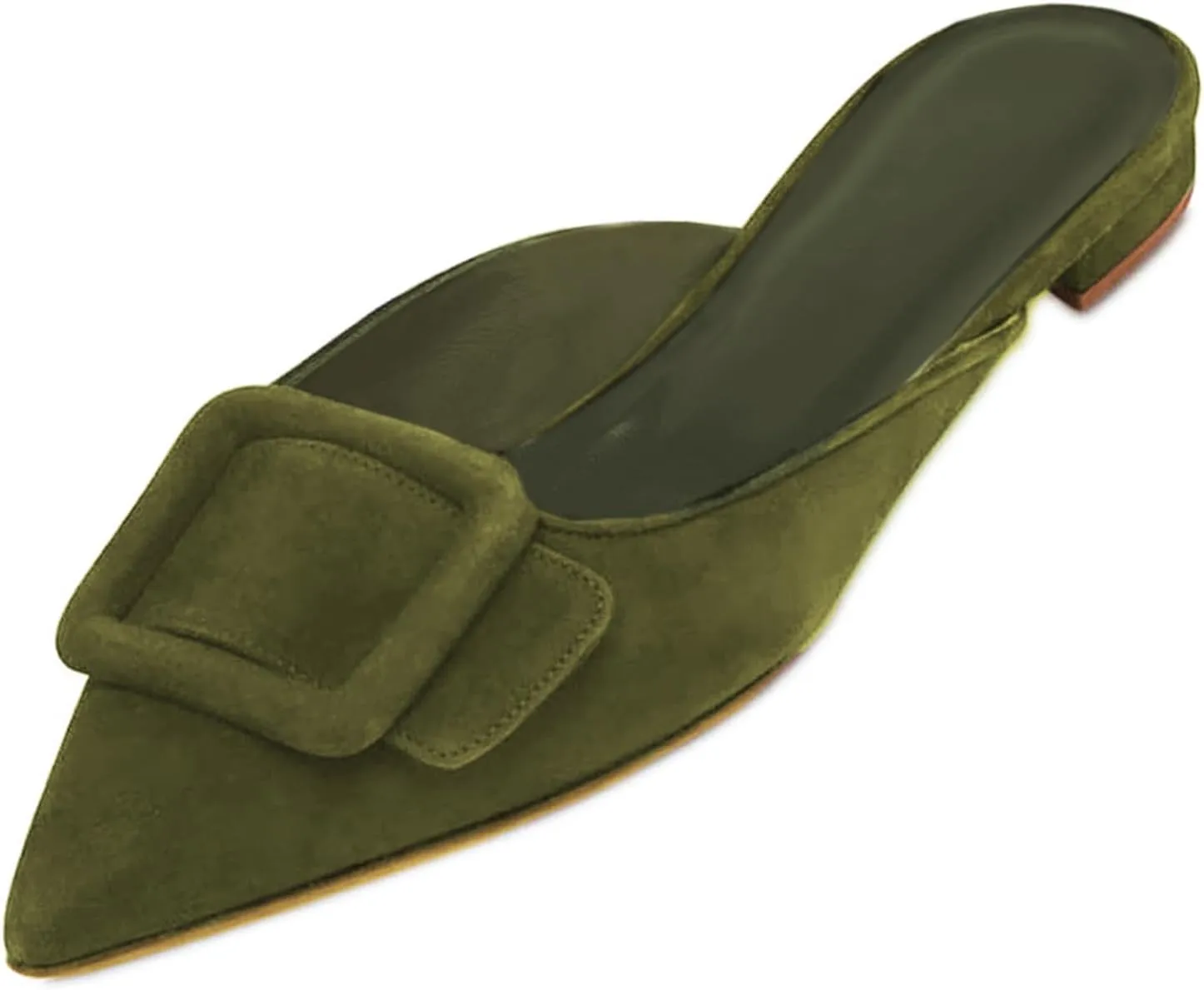 Mules for Women,Slingback Buckle Flat Mules Pointed Toe Slide Shoes