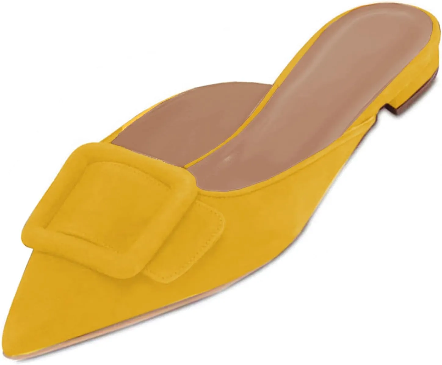 Mules for Women,Slingback Buckle Flat Mules Pointed Toe Slide Shoes