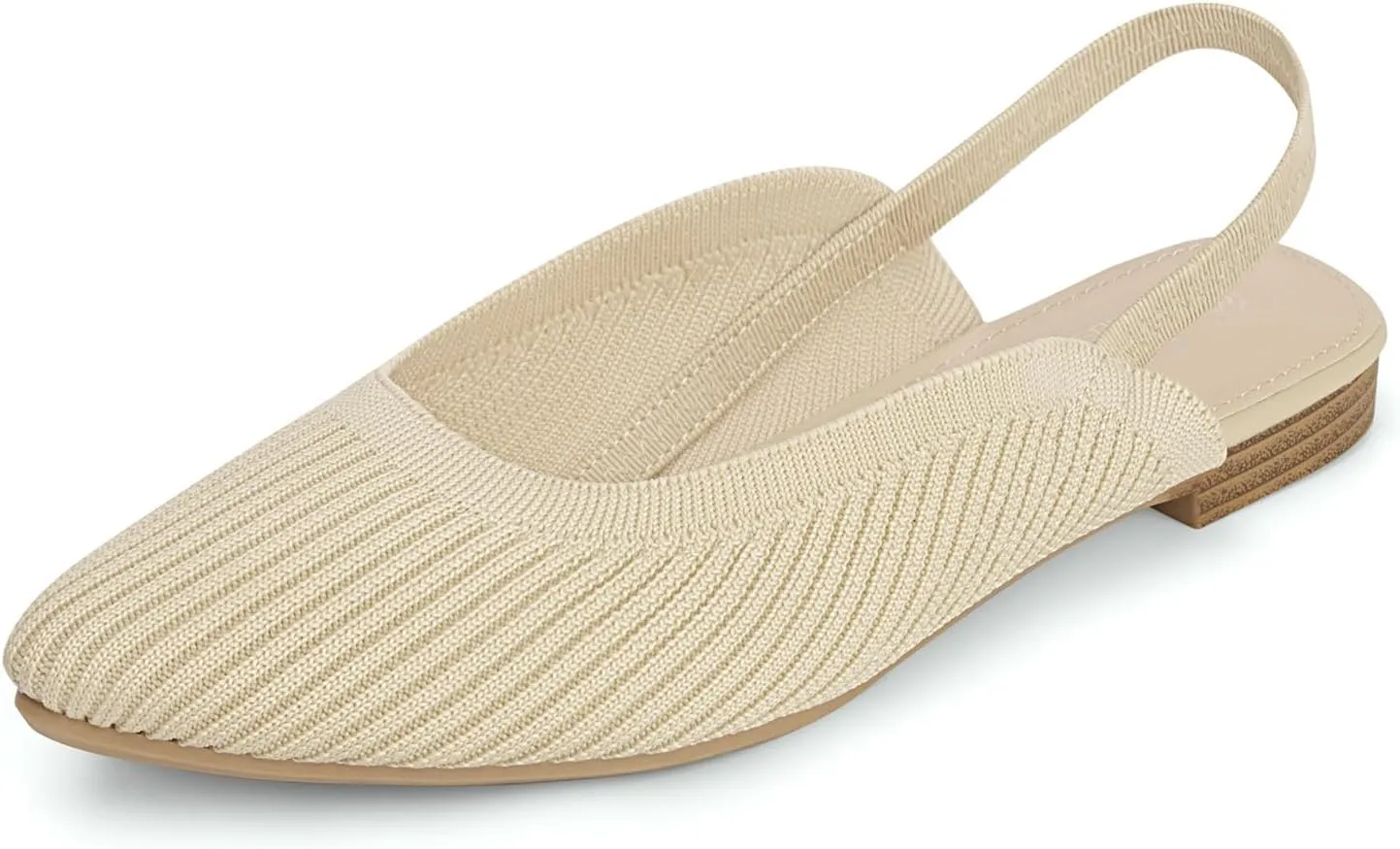 MUSSHOE Women's Blue Mesh Slingback Flats - Pointed Toe, Peep Toe, Slip On, Flat Heel, Casual Office Shoes