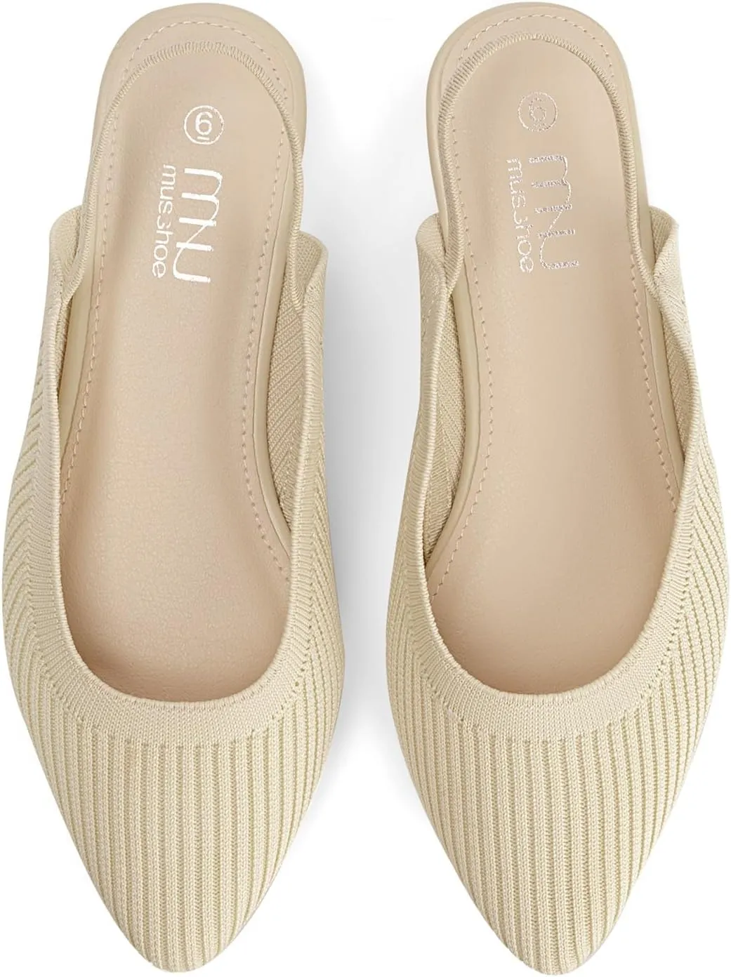 MUSSHOE Women's Blue Mesh Slingback Flats - Pointed Toe, Peep Toe, Slip On, Flat Heel, Casual Office Shoes