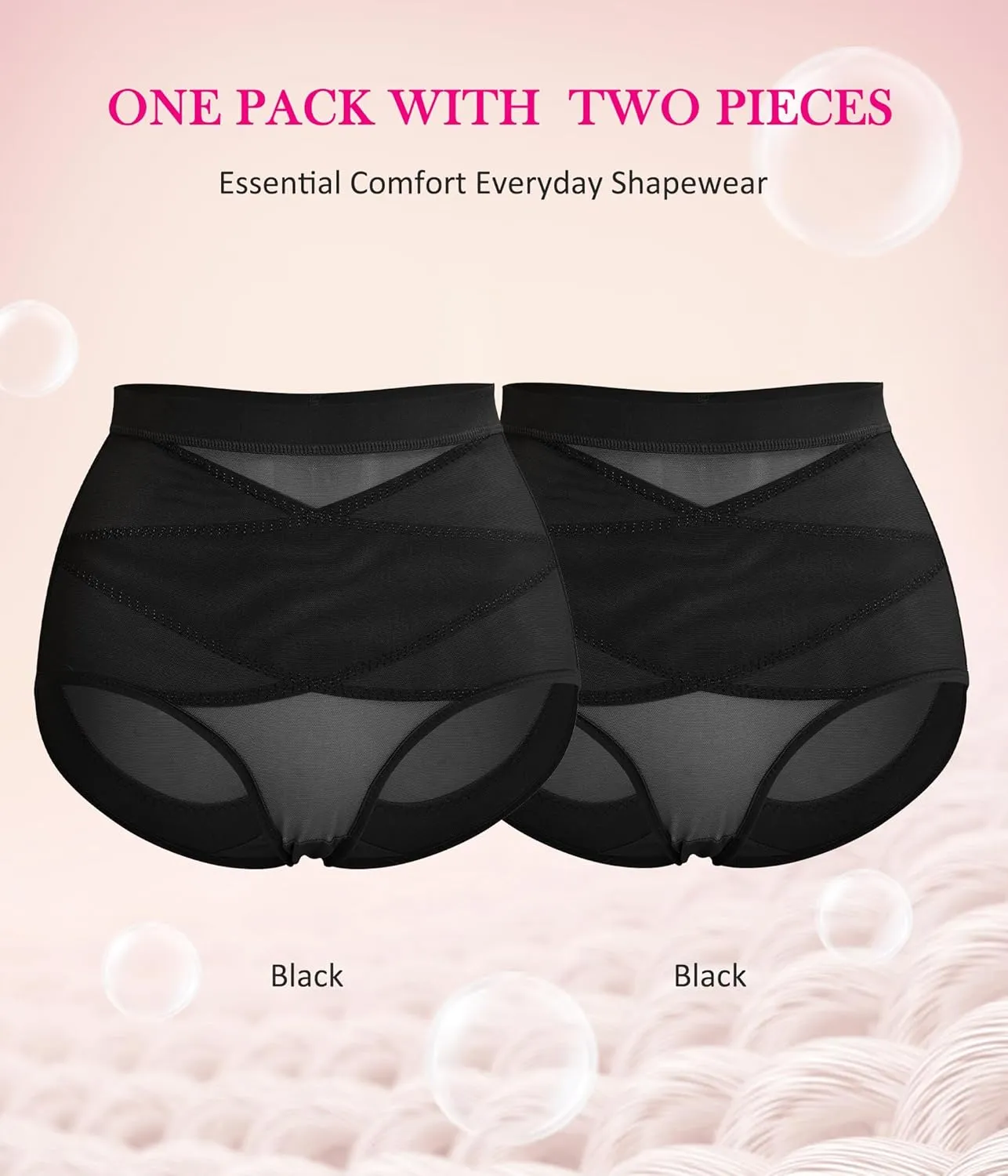 Nebility 2 Piece Tummy Control Shapewear Butt Lifting Underwear for Women Lower Belly Waist Trainer Seamless Faja Body Shaper