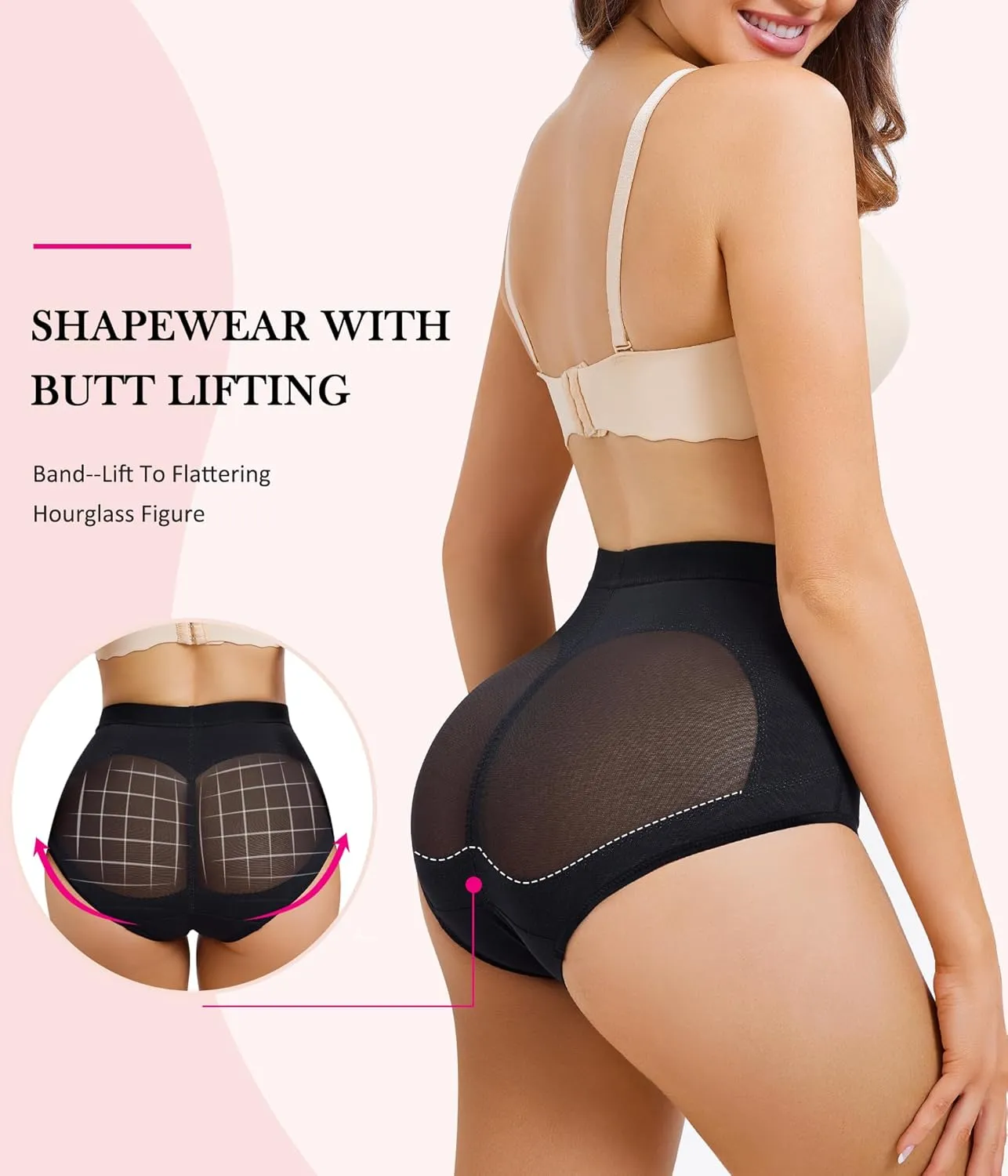 Nebility 2 Piece Tummy Control Shapewear Butt Lifting Underwear for Women Lower Belly Waist Trainer Seamless Faja Body Shaper