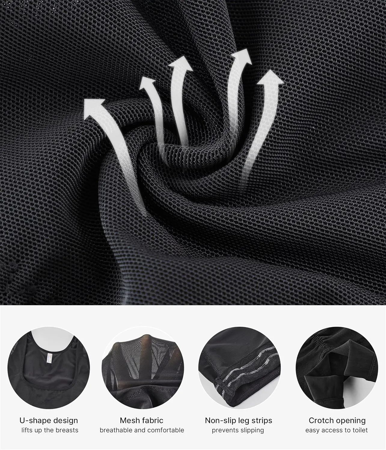 Nebility Bodysuit for Women Tummy Control Shapewear Faja Body Shaper Waist Trainer Open Bust Mid-Thigh Bodysuit