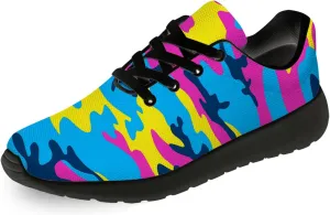 Neon Camouflage Sneakers Mens Womens Trainer Running Shoes Colorful Camo Print Tennis Walking Shoes Gifts for Granddaughter,US Size 8 Women/6 Men