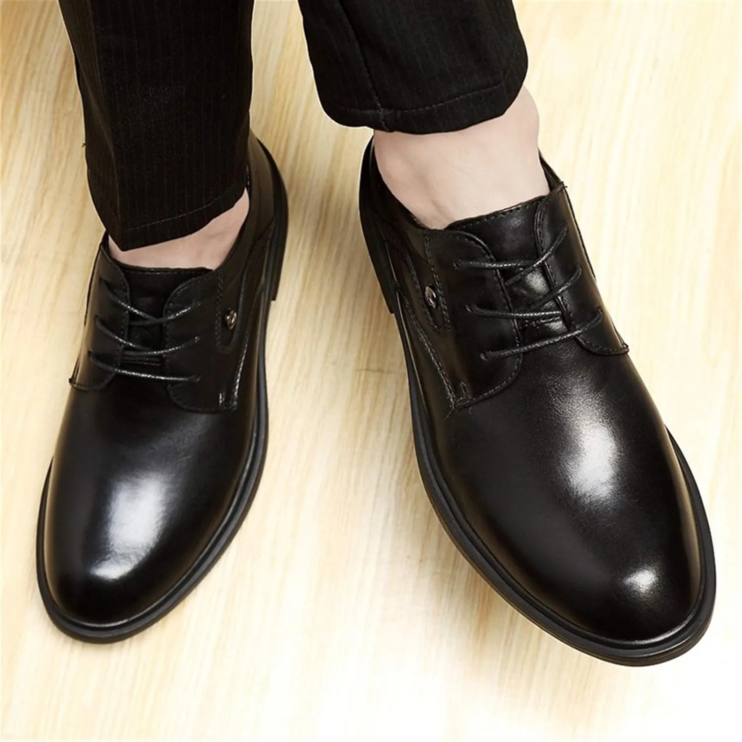 New Formal Dress Shoes for Men Lace Up Round Toe Crocodile Embossed Shoes Slip Resistant Anti-Slip Non Slip Party
