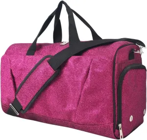 NGIL Glitter Cheers Sports Gym Duffel with Shoe Compartment and Small Carry on Travel Tote Bags for Women, Women Gym bag, Overnight bags for Women, Cheer Bag (Glitter-Hot Pink)