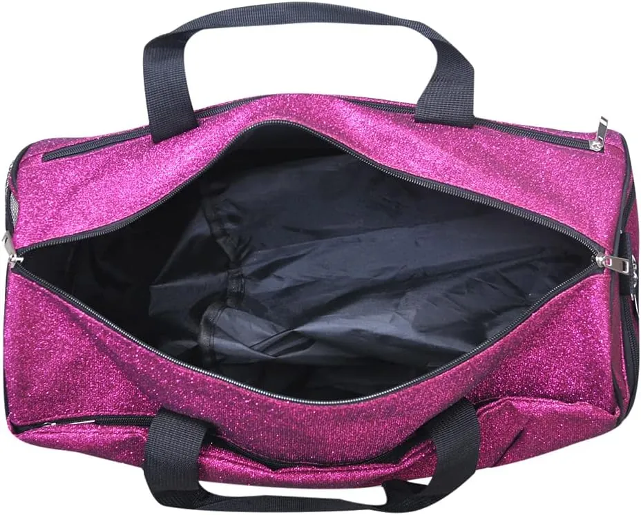 NGIL Glitter Cheers Sports Gym Duffel with Shoe Compartment and Small Carry on Travel Tote Bags for Women, Women Gym bag, Overnight bags for Women, Cheer Bag (Glitter-Hot Pink)