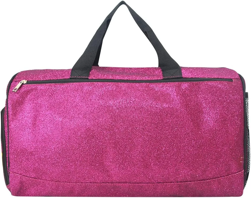 NGIL Glitter Cheers Sports Gym Duffel with Shoe Compartment and Small Carry on Travel Tote Bags for Women, Women Gym bag, Overnight bags for Women, Cheer Bag (Glitter-Hot Pink)