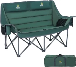 Nice C Double Camping Chair, Camping Chairs, Oversized Loveseat Camping Chair, Camping Couch, Loveseat Camping Chair, Double Camping Chair for Adults, Lawn Chairs, Extra Padded with Cup Holder