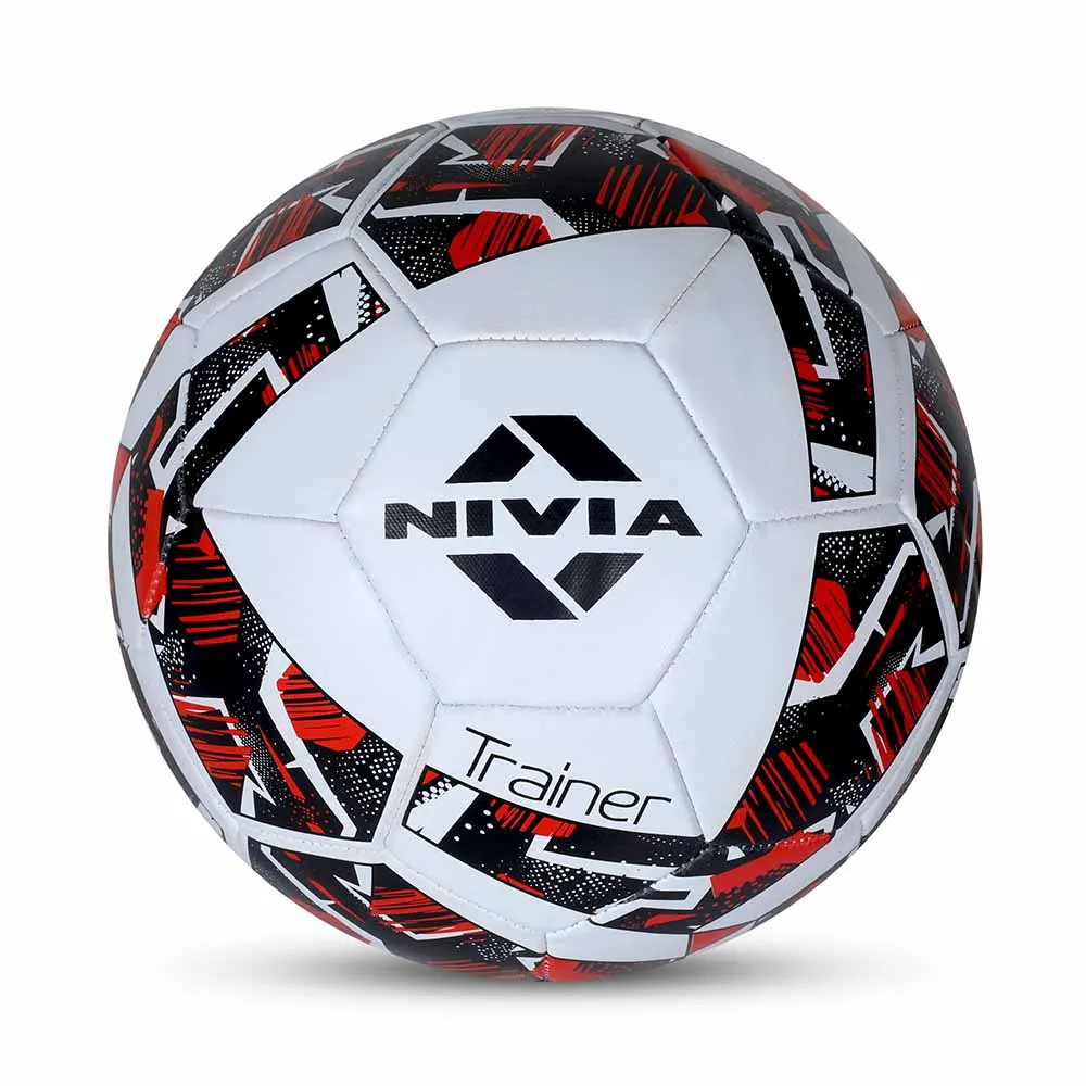 NIVIA TRAINER, Training Ball, 32 Panels, Durable Rubber Cover Machine Stiched with Smooth Surface Matt, Butyl ThreadwoundedBladder, Training Ball Standard, Made for Practice Sessions , to Play on Both Natural and Artificial grass