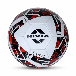 NIVIA TRAINER, Training Ball, 32 Panels, Durable Rubber Cover Machine Stiched with Smooth Surface Matt, Butyl ThreadwoundedBladder, Training Ball Standard, Made for Practice Sessions , to Play on Both Natural and Artificial grass
