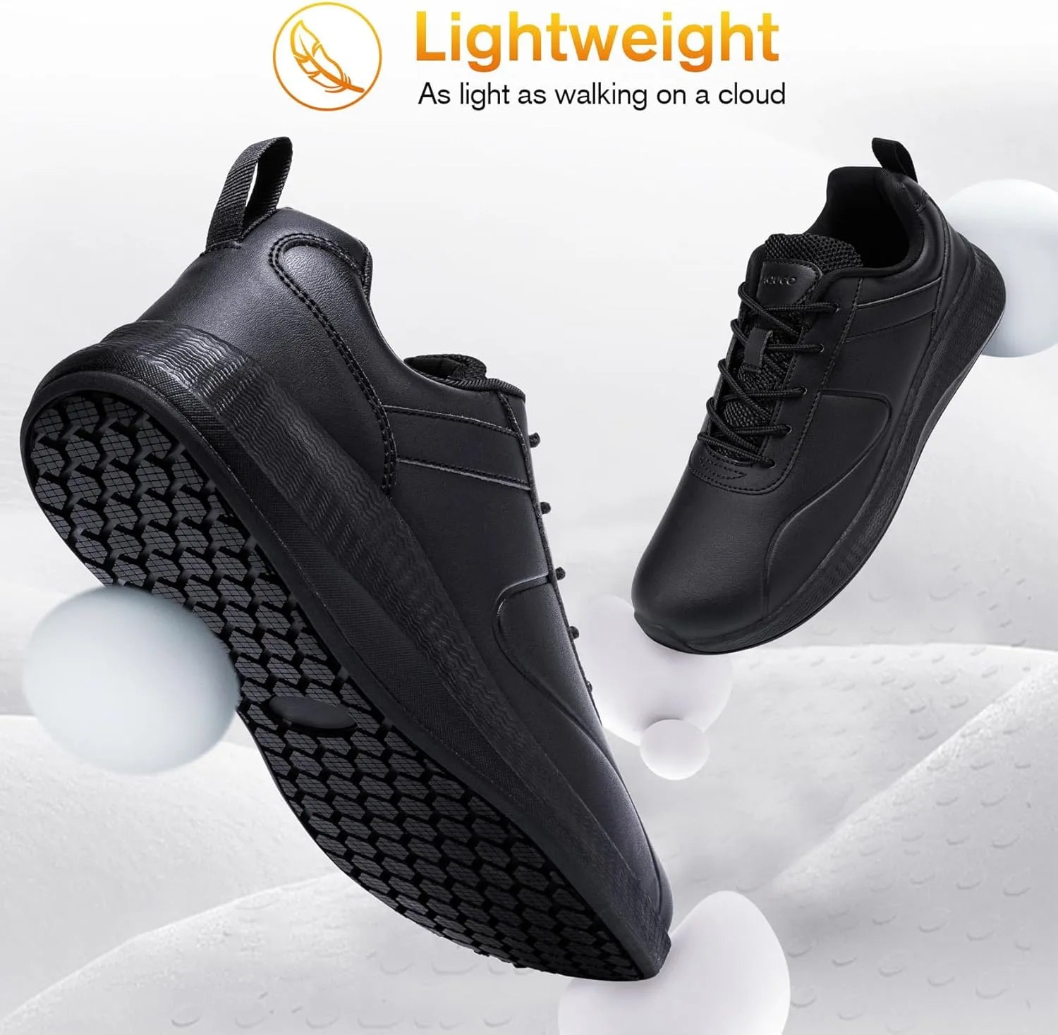 Non Slip Work Shoes for Mens Slip On Sneakers Waterproof Chef Kitchen Shoe Comfortable Slip Resistant Restaurant Footwear Hombre Zapatos de Trabajo, Black