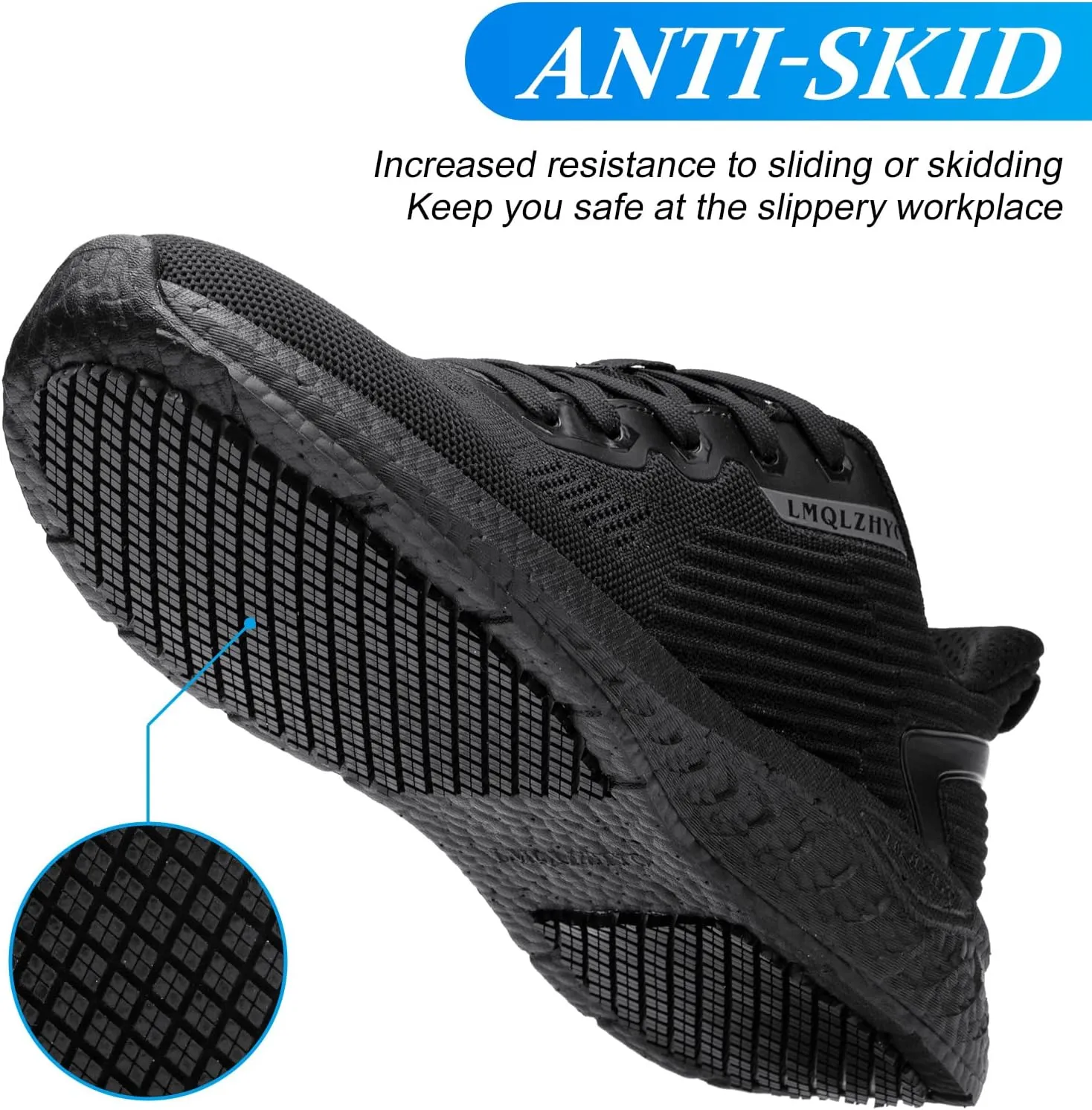 Non Slip Work Shoes Women Food Service Black Slip Resistant Lace up Shoe