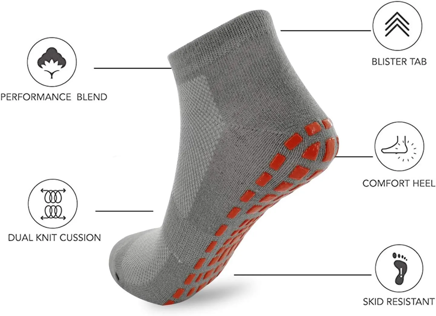 NOVAYARD 6 Pairs Non Slip Grip Socks Yoga Pilates Hospital Socks Sticky Grippers for Men Women
