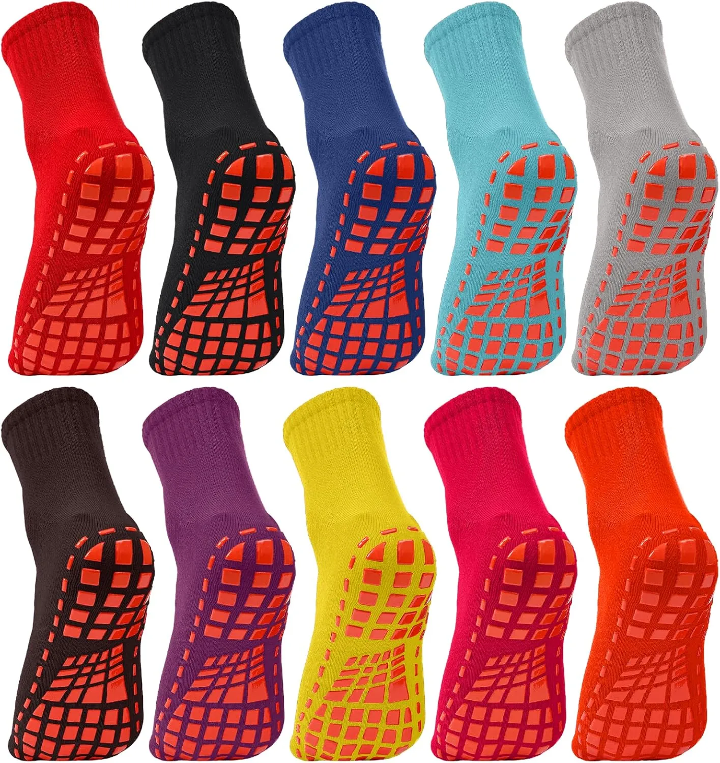 NOVAYARD Non Slip Socks Yoga Hospital Grippy Socks for Women Men Pilates Barre 10 Pairs