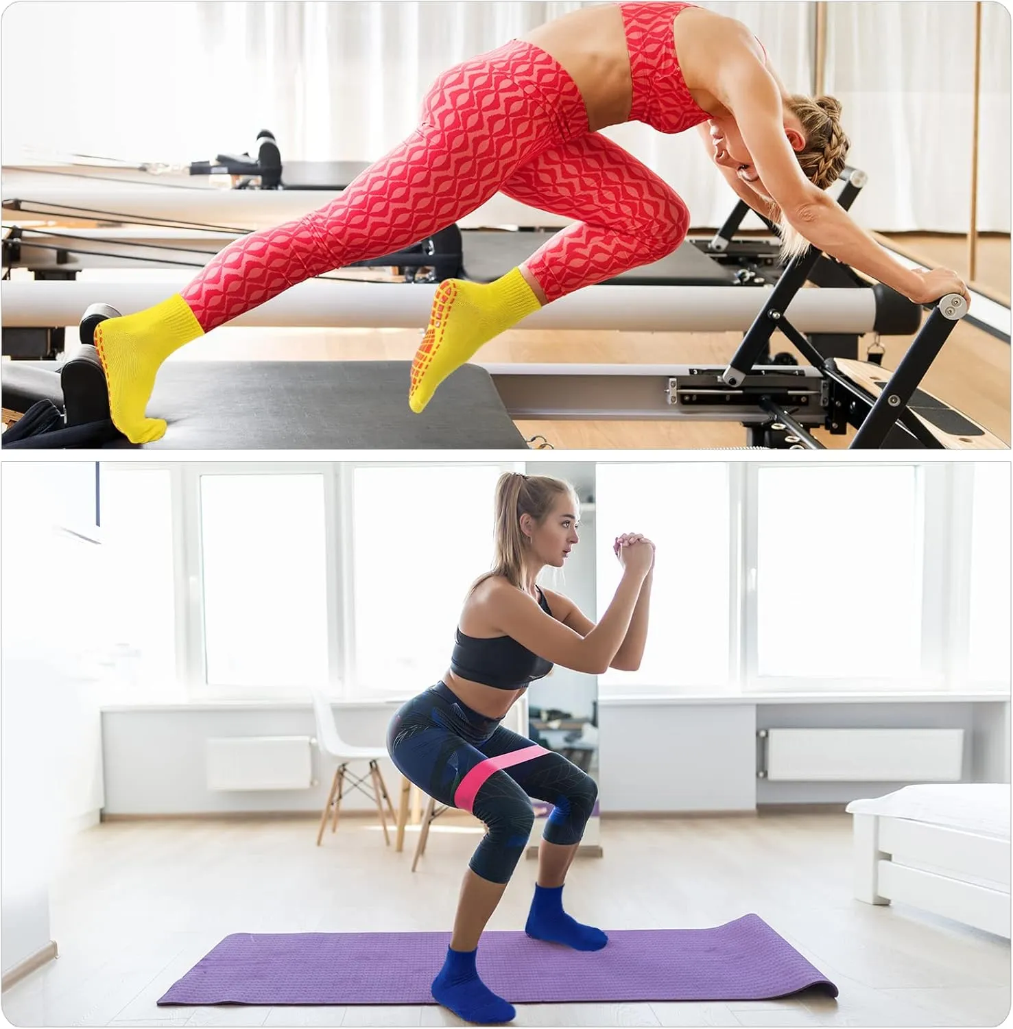 NOVAYARD Non Slip Socks Yoga Hospital Grippy Socks for Women Men Pilates Barre 10 Pairs