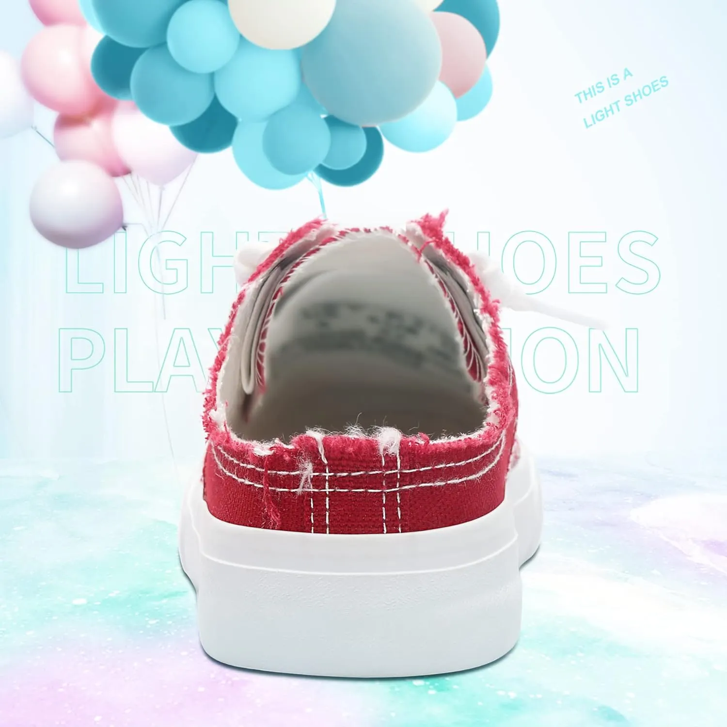 Obtaom Women Canvas Mules Memory Foam Clipper Fashion Sneakers Comfortable Slip-On Mule Backless Holiday Shoes