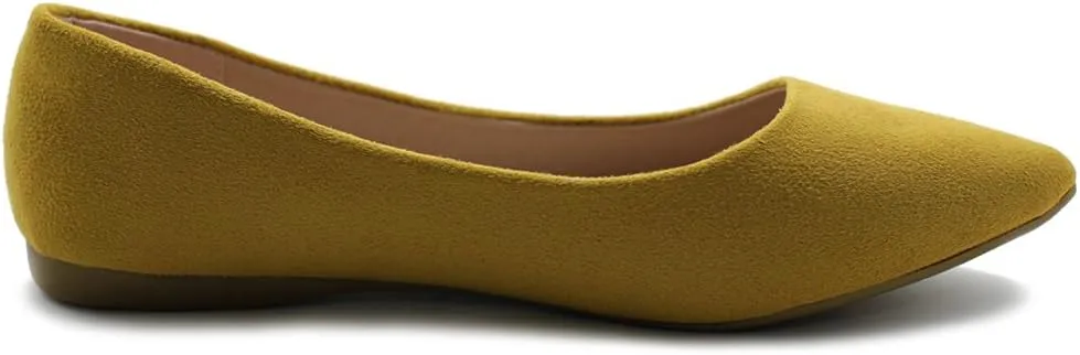 Ollio Women's Ballet Comfort Light Faux Suede Multi Color Shoe Flat