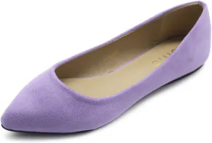 Ollio Women's Ballet Comfort Light Faux Suede Multi Color Shoe Flat