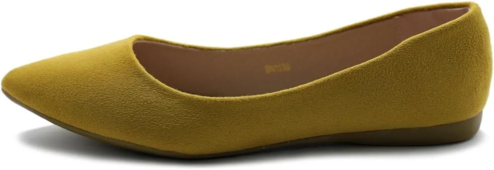 Ollio Women's Ballet Comfort Light Faux Suede Multi Color Shoe Flat