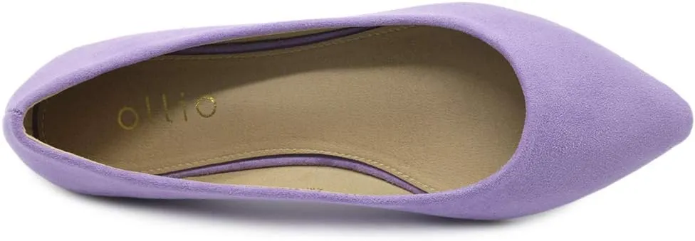 Ollio Women's Ballet Comfort Light Faux Suede Multi Color Shoe Flat