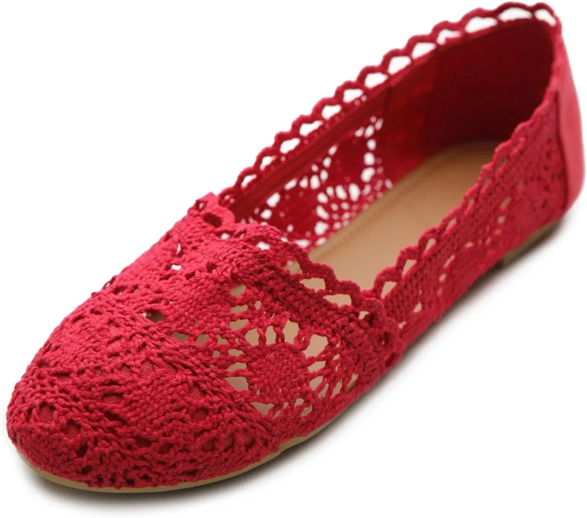Ollio Womens Shoe Lace Ballet Breathable Flat