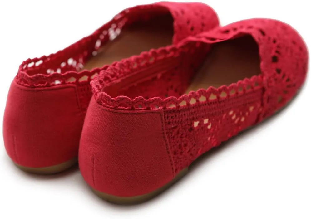 Ollio Womens Shoe Lace Ballet Breathable Flat